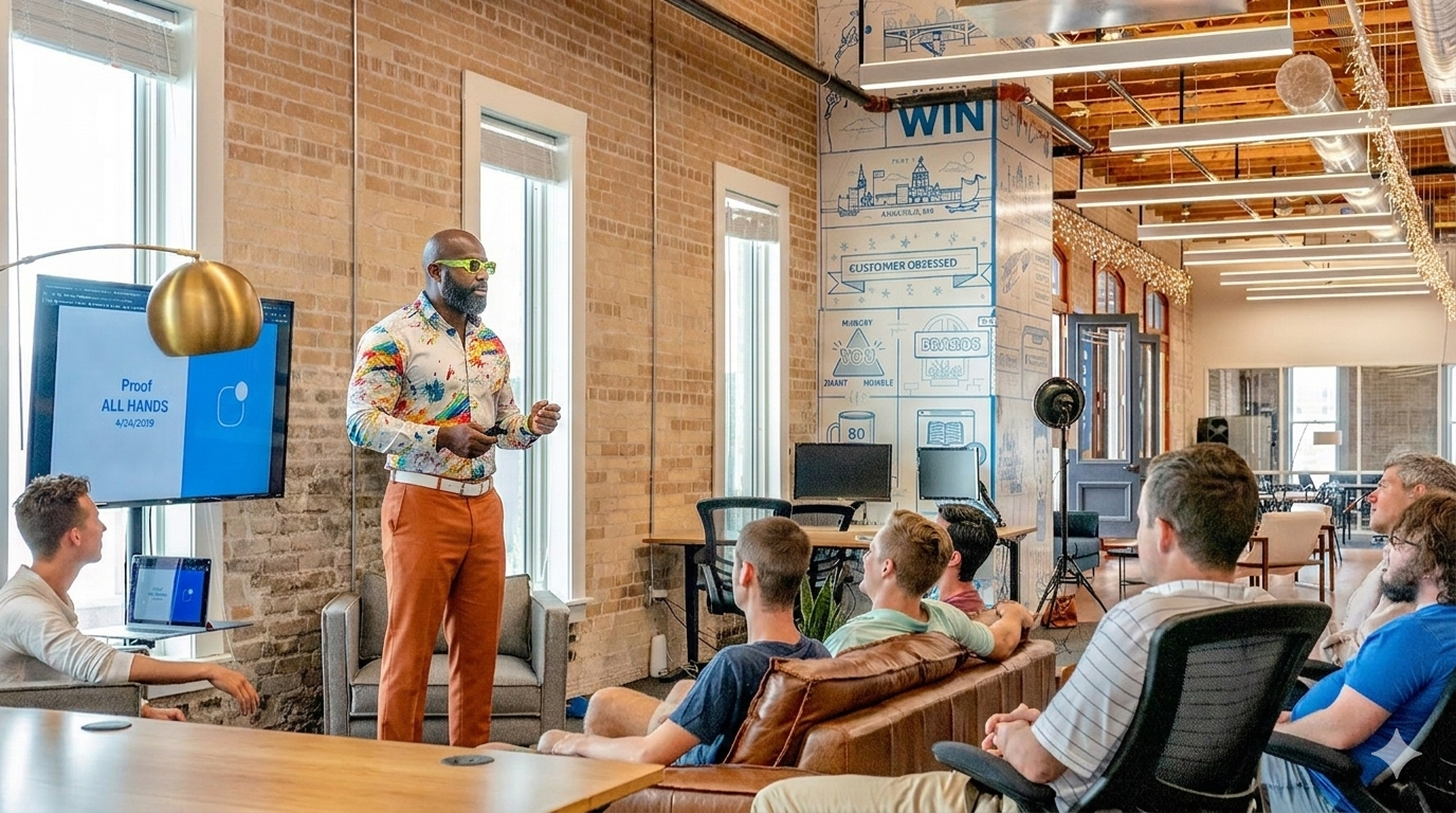 Tirrell Payton presenting to a team in a modern office