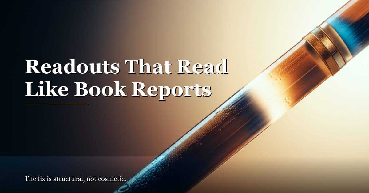 Readouts That Drive Decisions in Fifteen Slides