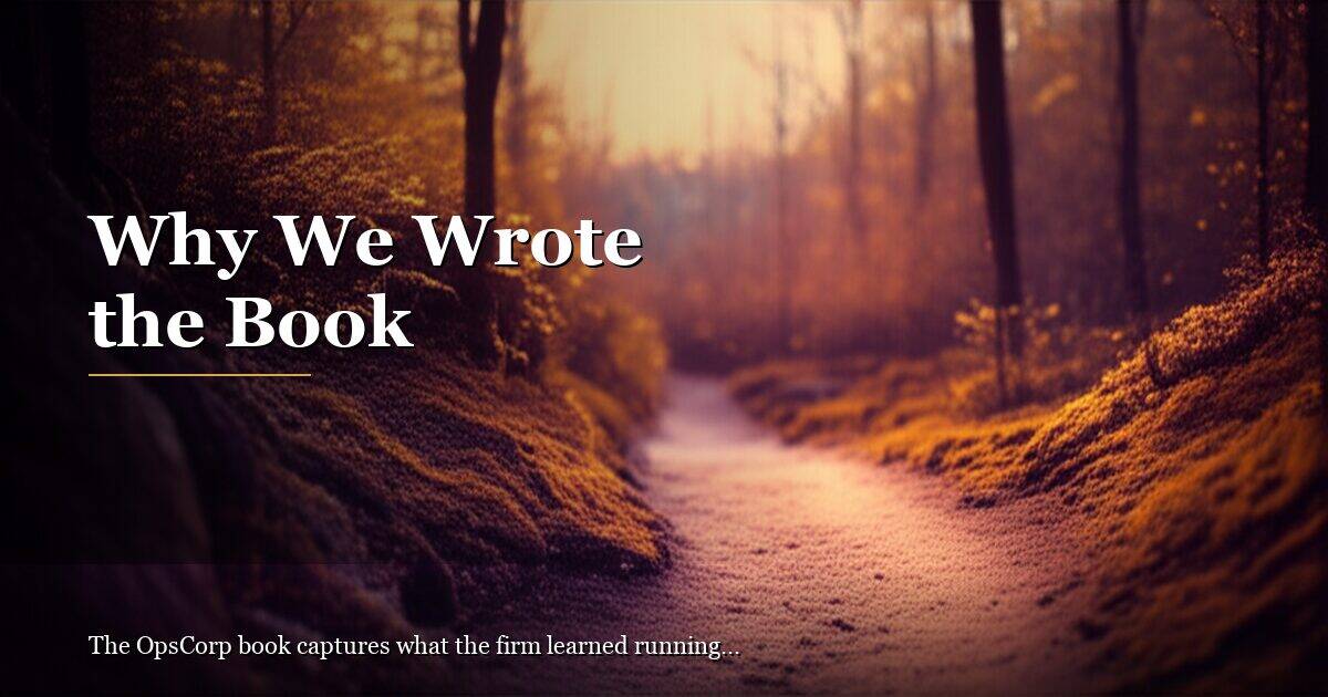 Why We Wrote the Book